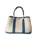 Hermes Garden Party 30CM Bag Canvas Leather H11S Blue Tl1492Yf79