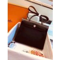 Hermes Herbag 31CM Original Canvas Leather & Calfskin 45987 Black Tl825fw56