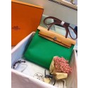 Hermes Herbag 31CM Original Canvas Leather & Calfskin 45987 Green&Apricot Tl835oJ62