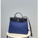 Hermes Herbag 31CM Original Canvas Leather & Calfskin 48887 blue&black Tl116Va47