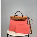 Hermes Herbag 31CM Original Canvas Leather & Calfskin 48887 pink&brown Tl121xa43