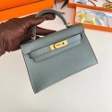 Hermes Kelly 19cm Shoulder Bags Epsom Leather KL19 Gold hardware Almond green Tl185KX51