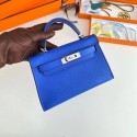 Hermes Kelly 19cm Shoulder Bags Epsom Leather KL19 Silver hardware Electro optic blue Tl208hi67