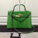 Hermes Kelly 28cm Shoulder Bag Croco Leather K28 Green Tl900UM91
