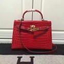 Hermes Kelly 28cm Shoulder Bag Croco Leather K28 Red Tl901DV39