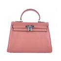 Hermes Kelly 28cm Shoulder Bags Light Pink Grainy Leather Silver Tl1566De45