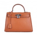 Hermes Kelly 28cm Shoulder Bags Orange Grainy Leather Silver Tl1576Va47
