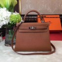Hermes Kelly 32cm Shoulder Bag Wheat TOGO Leather KY32 Silver Tl880vK93