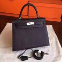 Hermes Kelly 32cm Shoulder Bags Original espom leather black Tl854yC28