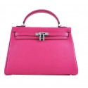 Hermes Kelly 32cm Shoulder Bags Rosy Grainy Leather Silver Tl1582yj81