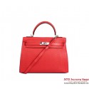 Hermes Kelly 32cm Top Handle Bag Light Red Woven Leather Silver Tl1899tg76