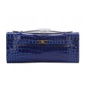 Hermes Kelly Clutch Bag Croco Leather K1002 Blue Tl1470lk46