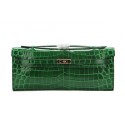 Hermes Kelly Clutch Bag Croco Leather K1002 Green Tl1469Kf26