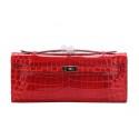 Hermes Kelly Clutch Bag Croco Leather K1002 Red Tl1474MB38