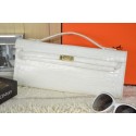 Hermes Kelly Clutch Bag Croco Leather K31 White Tl1530nB26
