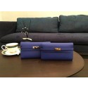 Hermes Kelly Epsom Leather Wallet H4086 Blue Tl2065nS91