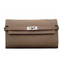 Hermes Kelly Wallet Togo Leather Bi-Fold Purse HA708W Gray Tl2147wv88