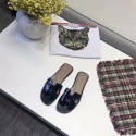 Hermes lady leather fashion Slipper HO808HMJ black Tl3367dX32