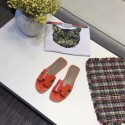 Hermes lady leather fashion Slipper HO808HMJ orange Tl3369Gw67