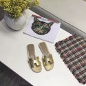Hermes lady leather fashion Slipper HO809HMJ gold Tl3360TV86