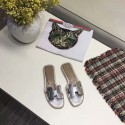 Hermes lady leather fashion Slipper HO809HMJ silver Tl3365Zr53