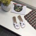 Hermes lady leather fashion Slipper HO809HMJ white Tl3363ta99
