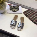 Hermes lady leather fashion Slipper HO811HMJ silver Tl3358cP15