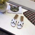 Hermes lady leather fashion Slipper HO811HMJ white Tl3356EW67