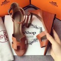 Hermes Leather 70mm Sandal H0741 Brown Tl3390oJ62