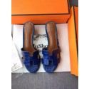 Hermes Leather Slipper HO742 Blue Tl3381DO87