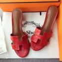 Hermes Leather Slipper HO742 Red Tl3386OG45