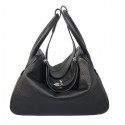 Hermes Lindy 30CM Black Grainy Leather Havanne Shoulder Bag Tl1747TL77