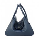 Hermes Lindy 30CM Dark Blue Grainy Leather Havanne Shoulder Bag Tl1744fj51
