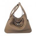 Hermes Lindy 30CM Grey Grainy Leather Havanne Shoulder Bag Tl1746ED90
