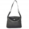 Hermes Lindy 30CM Havanne Handbags 1057 Black Leather Silver Hardware Tl1949yC28