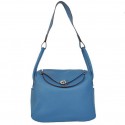 Hermes Lindy 30CM Havanne Handbags 1057 Blue Leather Silver Hardware Tl1943Mc61