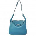 Hermes Lindy 30CM Havanne Handbags 1057 Mid Blue Leather Silver Hardware Tl1952gN72