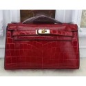 Hermes MINI Kelly 22cm Tote Bag Croco Leather KL22 Burgundy Tl970nS91