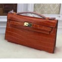 Hermes MINI Kelly 22cm Tote Bag Croco Leather KL22 Orange Tl975hc46