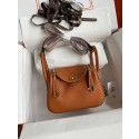 Hermes mini Lindy Original Togo Leather Bag OLD19 brown Tl101OG45