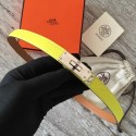 Hermes original epsom leather Kelly belt H069854 lemon silver plated metal Tl3511VF54