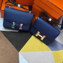 Hermes Original Espom Leather Constance Bag 5333 Sapphire blue Tl294zS17