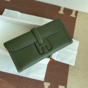 Hermes Original jige swift Leather Clutch 37088 blackish green Tl262Lo54