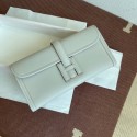 Hermes Original jige swift Leather Clutch 37088 Pearl grey Tl263Rk60