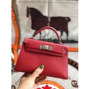 Hermes original mini Kelly chevre mysore K19CM red&silver Metal Tl603vN22
