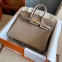 Hermes original Togo Leather HB25O light gray Tl160Sy67