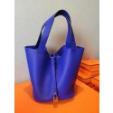 Hermes Picotin Lock 22cm Bags Litchi Leather HPT22 Blue Tl1233hI90