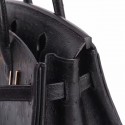 Hermes Real ostrich leather birkin bag BK35 black Tl744MB38