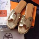 Hermes Slipper Calfskin Leather HO0476 Gold Tl3404Oj66