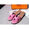 Hermes Slipper Ostrich Leather HO0486 Pink Tl3394Oq54